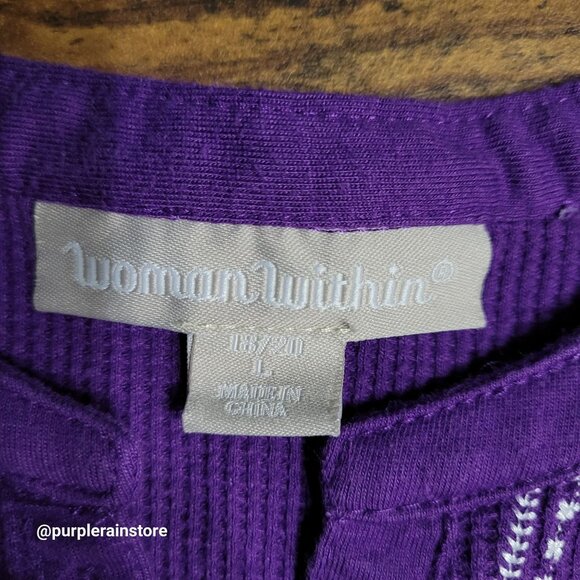 Woman Within Thermal Henley Shirt Size 18 Floral Embroidered - Picture 4 of 10